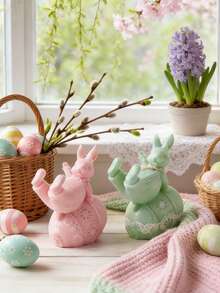 1pc Adorable Easter Egg Shell Rabbit Candle Silicone Mold - Reusable/Easy Demold For Candle/Resin, Easter/Valentine's/Spring Gifts - White - View 6