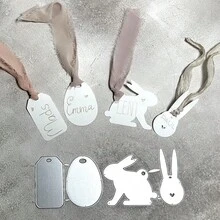 1 Khuôn cắt kim loại dập nổi dùng cho làm sổ lưu niệm, thiệp, album giấy, đồ thủ công DIY hình thỏ Phục Sinh và trứng Phục Sinh. - Bạc - Xem 4