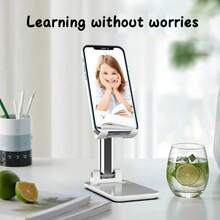 1个可折叠手机支架，可调节平板电脑桌面支架，便携式桌面手机支架，通用免提支架，可折叠防滑底座，办公配件，非常适合视频通话和观看电影，是万圣节和圣诞节的绝佳科技礼物 - 彩色 - 查看 3