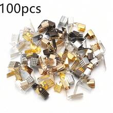 Pacote com 100 unidades de fechos tipo cabeça de cobra (clipes de língua) para cordões de couro, conectores de extremidade para pulseiras e colares, materiais para confecção de bijuterias DIY.