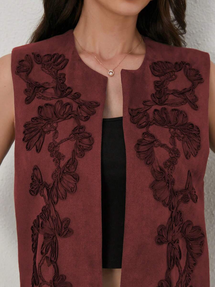 Wildy Western Wear 女士麂皮背心，女士休闲无袖外套，夏季服装