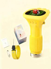 儿童显微镜，1000倍手持式数码迷你显微镜，配备2.0英寸屏幕，尺寸为5.66英寸 x 3.15英寸，便携式口袋显微镜教育玩具，手持式放大镜显微镜，儿童科学实验显微镜