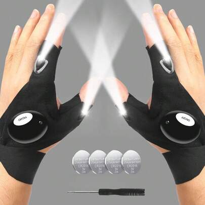 LED Fishing Gloves For Emergency Repair, Night Fishing Illumination Gloves, Finger Light Gloves