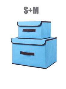 1pc Fabric Foldable Storage Box, Canvas Clothes Organizer, 2pcs Vacuum Compression Bags, Wardrobe Organization Set For Clothes, Underwear, Socks, Portable Storage Container, Dust & Moisture Proof - Multicolor - View 15