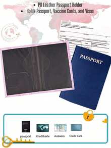 Portapassaporte personalizable con tu nombre e iniciales, decorado con diseño de avión de dibujos animados y patrón de monograma floral blanco. Sirve como portadocumentos de viaje o estuche para tarjetas, es elegante y duradero, adecuado como regalo o para uso diario.