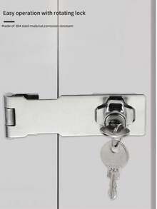 1 Set Stainless Steel 2-In-1 Lock With Lock Plate - Suitable For Desks, File Cabinets, Wardrobes, Etc. | 90 Degree Locking, Includes Keys - Ideal For Home, Office And Hotel Security Protection - Multicolor - View 3