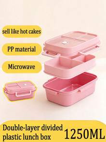1pc 2 Layer Compartment Lunch Box, [US-Based Shipping]School Lunch Box With Fork And Spoon,Food Containers For Women & Men, Students,Set Of Utensil , Bento Lunch Box, Microwavable,Food Container(Pink),Back To School Christmas For Holiday Gift Giving, Reusable And Microwave Heated (With Lid Removed), Suitable For Kitchen, Outdoor, School Supplies, And Kitchen Utensils - 粉色 - 查看 8