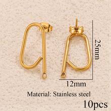 10pcs Stainless Steel 18K Gold-Plated Minimalist Fan-Shaped / Star / Braided Pattern / Geometric Welded Hoop Stud Earrings Suitable For DIY Earring Jewelry Making And Everyday Wear Earrings For Women - Earrings - View 10