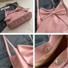 Pink Tote Bag For Women, Fashionable Large Capacity Handbag With Bowknot Versatile Shoulder Handbag, Christmas Gifts, Valentine's Day And New Year Gifts - 粉色 - 查看 10