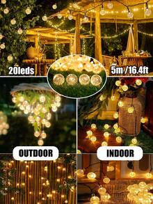 1 st 16/23/39 ft 20/50/100 LED solcellsdriven ljusslinga med kristallbollar och bubbelljus, stor bubbelljusremsa, vattentät utomhusbelysning, 8 ljuslägen, solcellsljusslinga för trädgård och camping, LED-ljus (flerfärgad/varmvit/vit), fest-, Halloween- och juldekoration - Svart - Visa 21