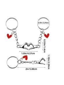 1 pièce Porte-clés personnalisé en métal en forme de cœur de paume, porte-clés de couple cœur d'amour, accessoire de décoration de sac à dos, texte gravé personnalisable, petit cadeau de fête pour la famille, les amis, les couples - Multicolore - Voir 6