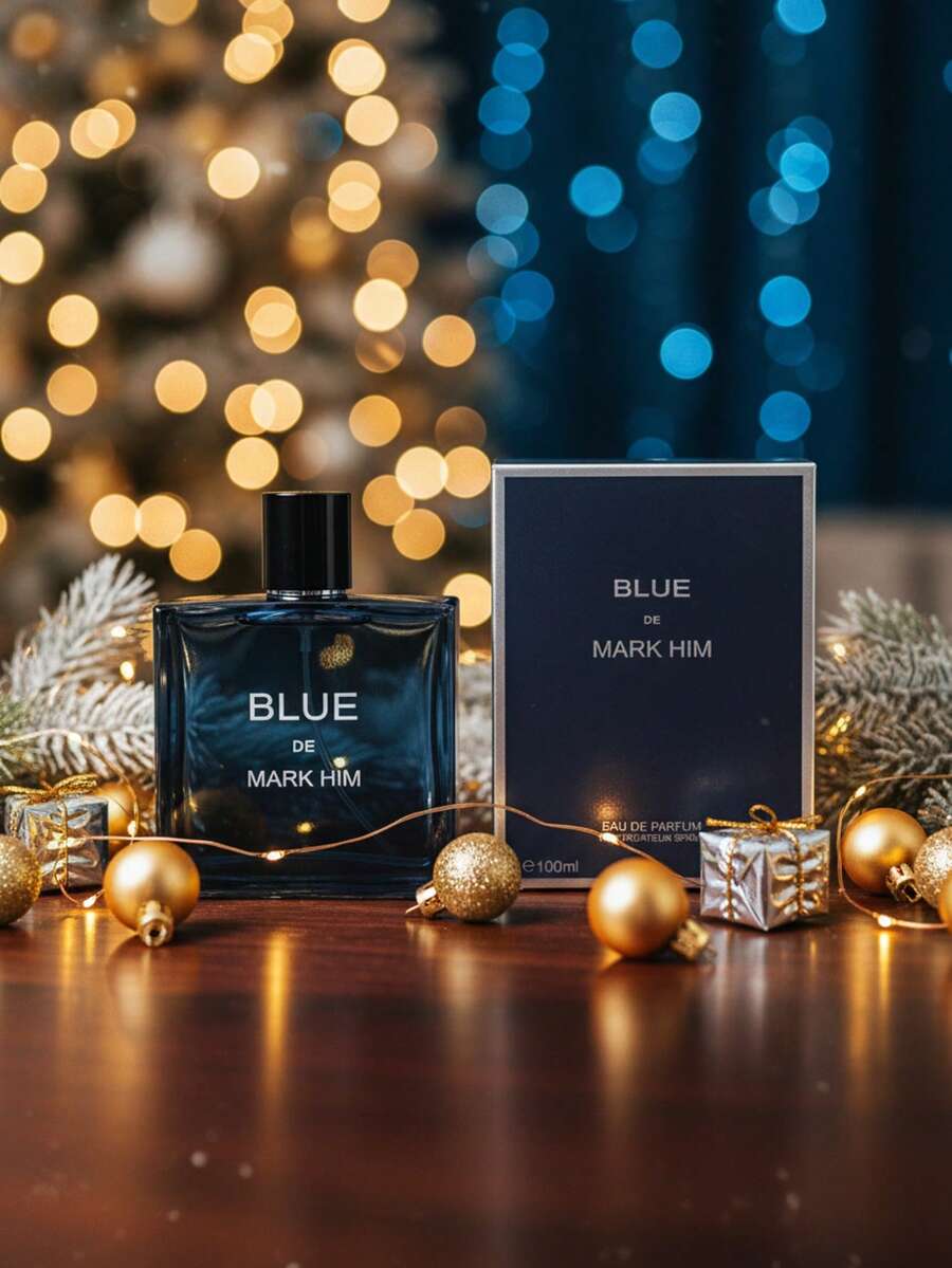 Perfume de hombre Mark Him Blue 100ml EDP Loción Larga Duración Notas Marinas y Maderas, intenso Perfume feromonas para Esposo, Papá y Pareja. Ideal para Reuniones de Negocios, Citas Románticas y Fiestas. Mejor Regalo de Lujo para Navidad, Año Nuevo y San Valentín. Quick Ship - Fresco - Ver 1