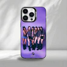 Funda de teléfono Hot Group Music K-KATSEYE para 17, 16, 15, 14, 13, 12, 11 Plus, Pro Max, borde negro, cubierta plateada - Z5 - Ver 12