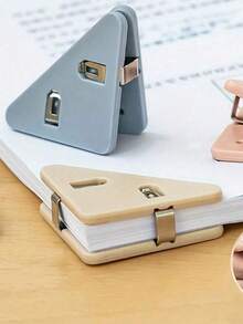 1pc Multi-Functional Creative Right Angle Triangle Clip, Office Stationery Book Clip, Exam Paper Anti-Curl Clip, File Memo Clip, Corner Clip, Data Storage Receipt Clip (Random Color) - Multicolor - View 3