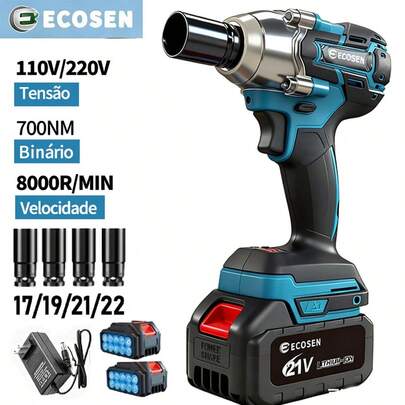 Chave De Impacto Parafusadeira Reforçada Portátil 1/2" 21v Carregador Bivolt