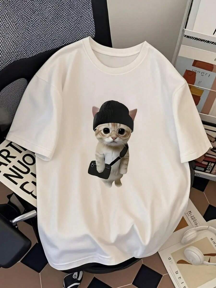 Camiseta Casual de Manga Corta para Hombre - Estampado Minimalista, Elástica y Transpirable, Ideal para Verano: Cómoda y Versátil - [Blanco] - Ver 1