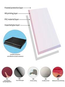 1套超薄游戏机印花贴膜，防水耐用防刮保护贴纸 - 彩色 - 查看 6