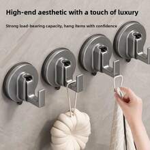 1pc Luxury Suction Cup Wall Mounted Hooks, Vacuum No Drill Bathroom Kitchen Door Hanger - Multicolor - View 5