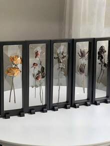 1 Marco de fotos moderno y minimalista de flor seca (plástico), Marco de fotos 3D de flor seca para exhibición DIY, Marco de fotos flotante decorativo (sin flores frescas), Soporte de exhibición de marco de fotos de flor seca de rosa; Estante de flor transparente negro para rack de flor seca DIY - Negro - Ver 5