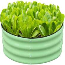 SnugNiture - Juego de cama de jardín redondo galvanizado de 2 x 2 x 1 pies para plantar plantas verduras color verde - verde - Ver 1