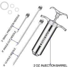 304 Stainless Steel Meat Injector Kit With 2-Oz Large Capacity Barrel With 3 Commercial Marinade Needles - Default - View 6