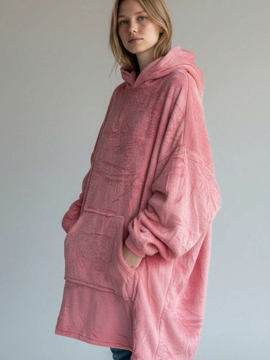 Maxi Sudadera de Felpa, Sudadera Afelpada Unitalla, Con Colores diferentes - Rosa - Ver 1