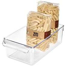 interDesign Linus Caja para almacenaje, Organizador para la Cocina de plástico de tamaño Mediano, Caja con Asas, Transparente(11.5" x 6" x 3.5") - Multicolor - Ver 1