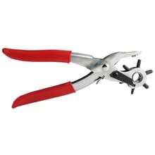 1pc Red Leather 6-Hole Leather Punch, Leather Hole Punch, Punch Tool/Round Hole Punch Multi-Function Belt Hole Punch Pliers, Round Hole Oval Hole Punch For Belts, Leather Goods, Paper