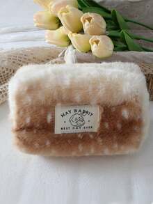 1件装毛绒化妆包，可爱毛绒设计，化妆包收纳袋，旅行化妆包，洗漱用品旅行包，化妆品收纳盒，多功能旅行化妆包钱包铅笔盒套装，女孩节日必备 - 彩色 - 查看 14