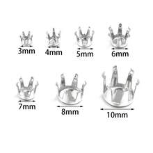 100个/包 不锈钢圆形六爪立方氧化锆爪形杯底托盘，3-10毫米，钢色，适用于珍珠、水晶首饰制作、DIY吊坠配件 - 圓形六爪珠帽 - 查看 9