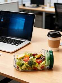 One Openable Leak-Proof Salad Jar, Reusable Plastic Salad Container, Airtight Salad Container With Condiment Jar, Leak-Proof Salad Jar For Salads, Sauces, Soups, Sandwiches, Microwave, Dishwasher, Refrigerator , Stackable Design, Suitable For Meal Preparation, Lunch, Dinner, And Office Use.