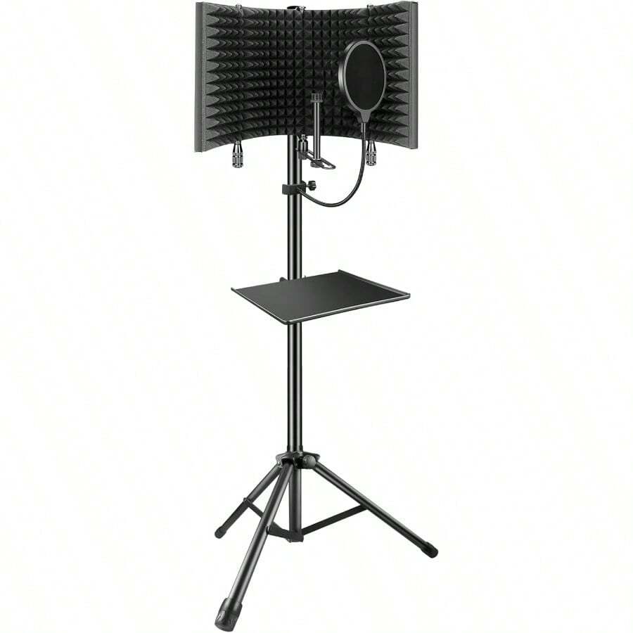 Professional Studio Recording Microphone Isolation Shield Pop Filter High Density Absorbent Foam Is Used To Filter Vocal. Suitable For Blue And Other Condenser Microphones AO-504 With Stand - AO-504 附支架 - 查看 1