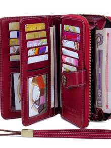 Best-Selling New Arrival Secure RFID Blocking - Large Capacity Vintage Coin With Zipper And Wristband - Multi-Card Slot Clutch Card Holder Hollow Out Vintage Style Women's Rfid Blocking Fold Wallet With Multiple Card Slots & Zipper Pocket Checkbook Cover Fashion Business Back To School Holiday Office Anniversary For Birthday Gift On Valentine Day Lady Female Women White-Collar Workers College Zipper Wallet Wallet Organizer Wallets For Ladies Mini Gift Teacher Gift Bag Present For Women Wallet Wristlet Wallet - 酒紅色 - 查看 1