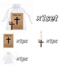 30张口袋十字架卡片，基督教礼物，派对礼品袋填充物，婴儿洗礼礼物，木质口袋十字架吊坠（赠送宾客），基督教宗教礼物，小型信仰慰藉洗礼礼物，男孩女孩励志礼物 - 彩色 - 查看 10