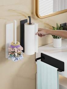 Giá treo khăn giấy gắn tường: Được thiết kế để đựng cuộn giấy vệ sinh, màng bọc thực phẩm, khăn lau, v.v., thích hợp cho nhà bếp và phòng tắm, một phụ kiện phòng tắm và trang trí nhà cửa lý tưởng, giá đỡ tiện dụng được làm từ chất liệu ABS. - Nhiều màu - Xem 5