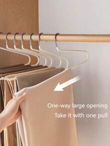 5/10pcs Open-Style Pant Hangers, Suitable For Wardrobe Scarf, Pants And Jeans Hanging Racks, Space-Saving Seamless Non-Slip Clothes Hangers, Sturdy Metal Pant Racks - Multicolor - View 2