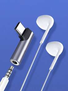 Adaptador de audio USB-C a 3.5 mm, Adaptador de conector AUX de 3.5 mm a USB-C, Adaptador de auriculares de ángulo recto USB-C, Conector macho USB-C a hembra de 3.5 mm para auriculares, Compatible con todos los dispositivos con puerto USB-C: Compatible con iPhone 15, 15 Pro Max, Galaxy, OnePlus 7/7T/7 Pro/8/8 Pro/8T/9/9 Pro, iPad Pro, iPad Pro/iPad Air y Switch - Gris - Ver 4