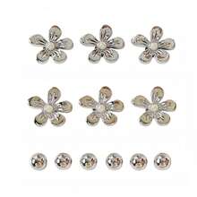 12个时尚百搭珍珠花朵吊坠，圆形珠子装饰纽扣，适用于木屐、EVA凉鞋、拖鞋，可拆卸亚克力鞋饰，女孩配饰，圣诞节假日礼物 - 銀色 - 查看 6