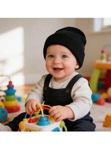 1pc Infant Knitted Warm Hat, Unisex Baby Solid Color Knit Beanie, Winter Toddler Cap - Multicolor - View 4