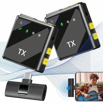 Micrófono inalámbrico profesional de solapa para smartphone, micrófono inalámbrico plug-and-play, micrófono de solapa para grabación de video, enseñanza, entrevistas, podcast, conferencias, vlogs, grabación, transmisión en vivo, 200mAh