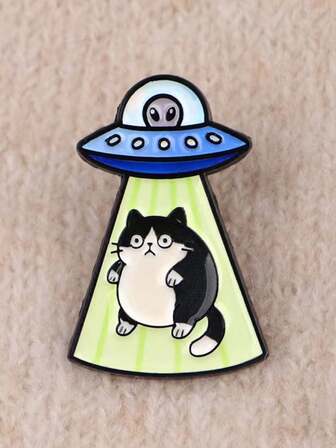 1 st. söt tecknad katt emaljbrosch - nyckfull katt med uttrycksfulla ögon, slitstark kavajnål i zinklegering för kläder, ryggsäckar, smycken, ryggsäcksdekoration, lekfull design, högkvalitativ metall, modeentusiaster