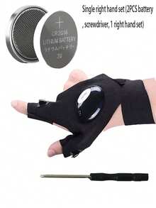 1 双 LED 便携式照明手套，成人男友风炫酷小工具照明手套，迷你电池供电，适用于家庭照明、露营、徒步旅行、钓鱼、维修等（含电池） - 彩色 - 查看 13