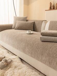 1pc Versatile Chenille Sofa Cushion Cover, Modern Minimalist Non-Slip Sofa Seat Pad, Dust-Proof And Washable Sofa Slipcover, Soft And Colorfast, Pet-Friendly Protector Fit For Bedroom, Office, Living Room Combination Furniture, L-Shaped Sofa And 1/2/3/4-Seat Sofa - Khaki - View 7