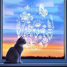 1pc Cute Easter Bunny & Eggs Window Cling, Double-Sided Transparent Static Cling Glass Sticker, Suitable For Spring Easter Bedroom, Living Room, Home, Cabinet Window Decor - Multicolor - View 12