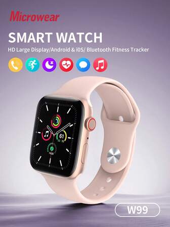 Microwear 2.07" AMOLED High-Definition Smart Watch, Supports Multiple Sports Modes, Heart Rate, Blood Oxygen & Sleep Monitoring, IP68 Waterproof, Unisex, Rose Gold