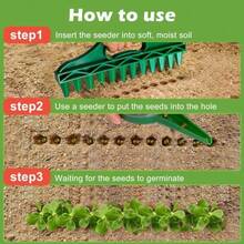 Kit de herramientas para plantar semillas de 12 agujeros esparcidor de semillas de mano ajustable de 5 velocidades perforador de tierra y espaciador para plantar semillas pequeñas herramientas de - Verde - Ver 3