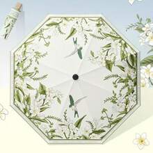 1 pieza Paraguas con doble capa impermeable y protección UV - Duradero, impermeable, a prueba de viento con recubrimiento negro de moda