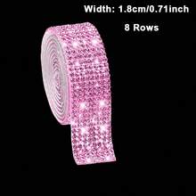 1 Rolls Self-Adhesive Rhinestone Ribbon Crystal Diamond Bling Ribbon DIY Decoration Sticker With 2 Mm Rhinestones For DIY Arts Crafts,Wedding Party Decor,Car Phone Decoration (White, Pink, Champagne) - 粉色 - 查看 16