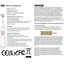 Cepillo de dientes eléctrico de 6 cabezales con estuche de viaje, funciona con 2 pilas AAA, cerdas suaves, cepillo de dientes eléctrico de limpieza inteligente - Negro - Ver 5