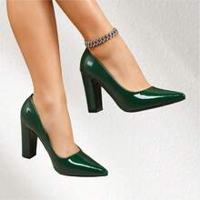Women's Patent Leather Block Heel Pumps – Elegant Pointed-Toe High Heels For Work, Parties & Special Occasions Step Into Timeless Elegance With Our Women's Patent Leather Block Heel Pumps, The Perfect Blend Of Sophisticated Style And All-Day Comfort. Featuring A Sleek Pointed-Toe Silhouette And A Sturdy Block Heel, These Women's High Heels Offer A Flattering Lift Without Sacrificing Stability, Making Them Ideal For Long Workdays, Glamorous Evening Parties, Weddings, And Every Special Occasion In Between. Crafted From Glossy Patent Leather In A Curated Palette Of Rich Hues-Including Deep Burgundy, Vibrant Yellow, Classic Black, And Rich Green-These Pumps Add A Bold, Polished Touch To Any Outfit, Seamlessly Transitioning From Office Chic To After-Hours Glamour. - 薄荷綠 - 查看 2